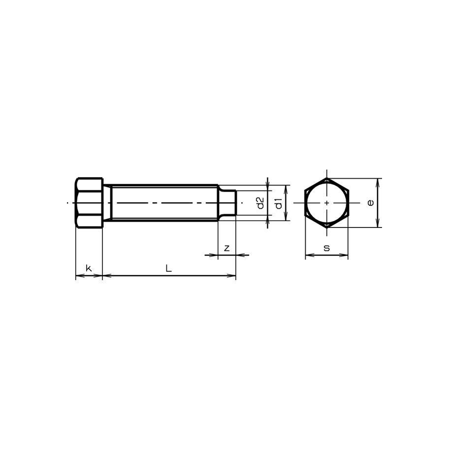 Sechskant-Schrauben mit Zapfen DIN 561B-22H vgs M8x50 mm