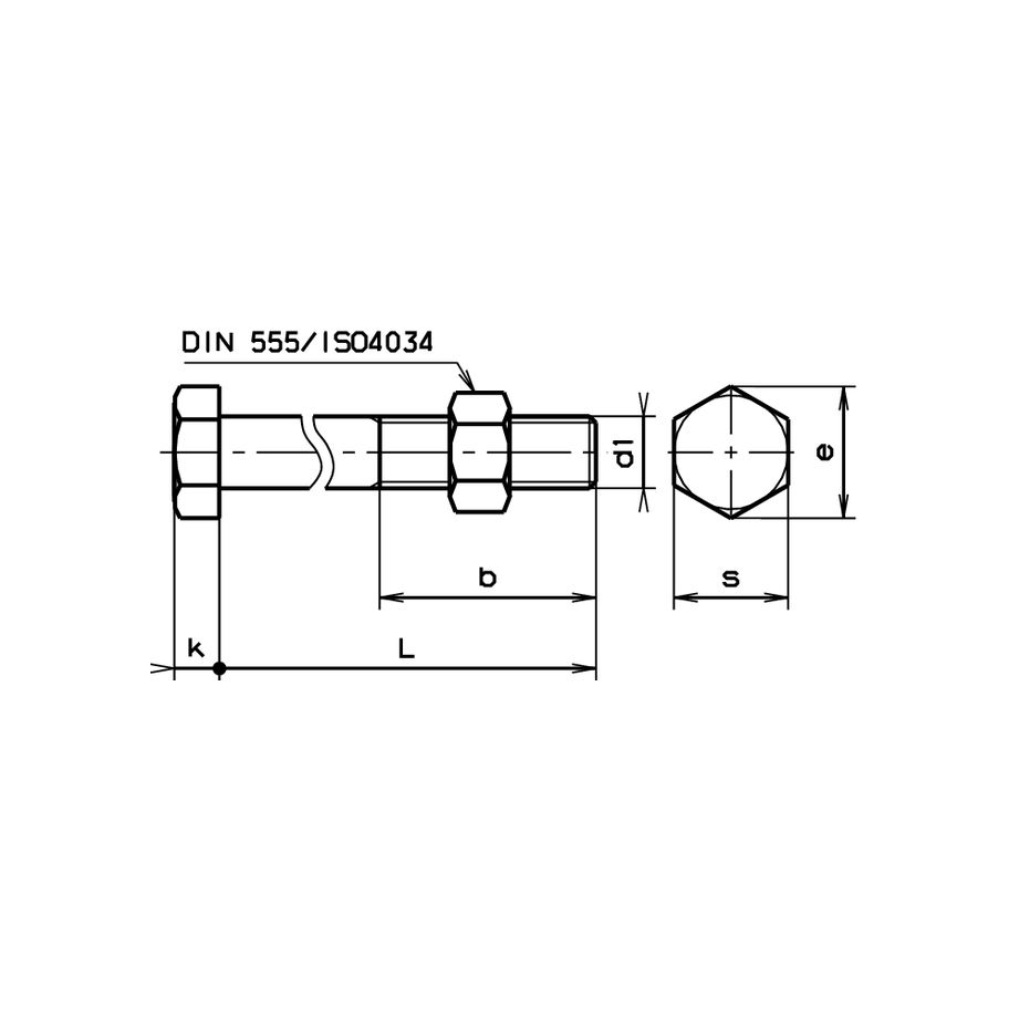 6Kt-Bauschrauben mit Mutter DIN 601-4.6 znb M12x320