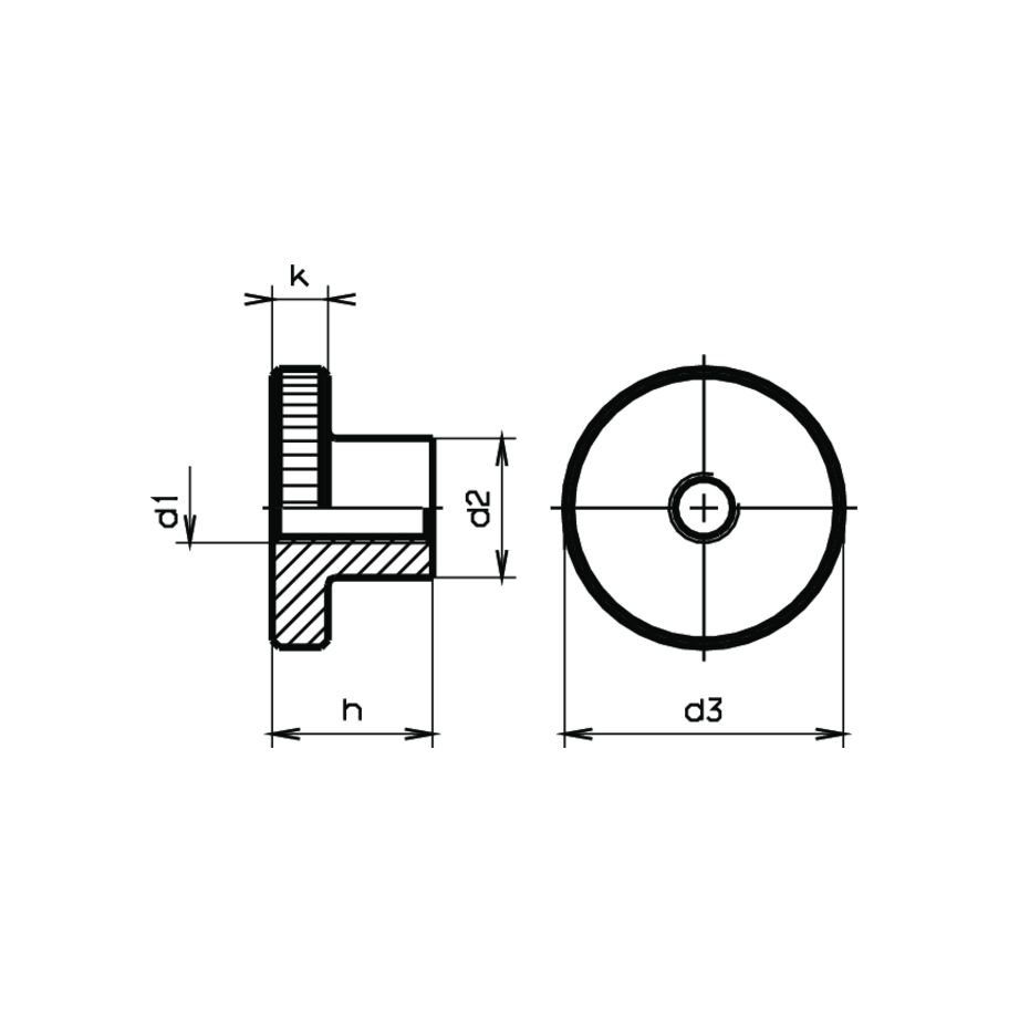 Rändelmuttern hohe Form DIN 466-5 verzinkt blau M4