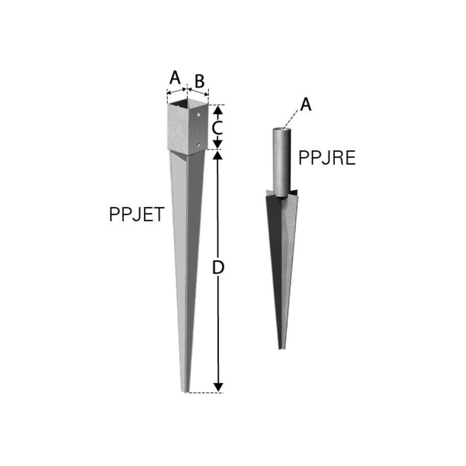 SST Einschlagbodenhülse Stahl feuerverzinkt 90x90x750