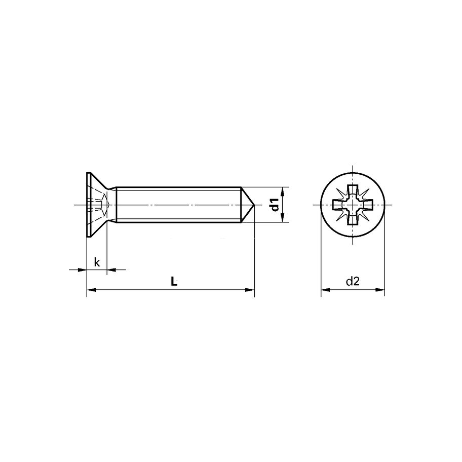 Senk-Olivenschr KS Z2 Zentrierspitze DIN965-4.8 znb M5x45