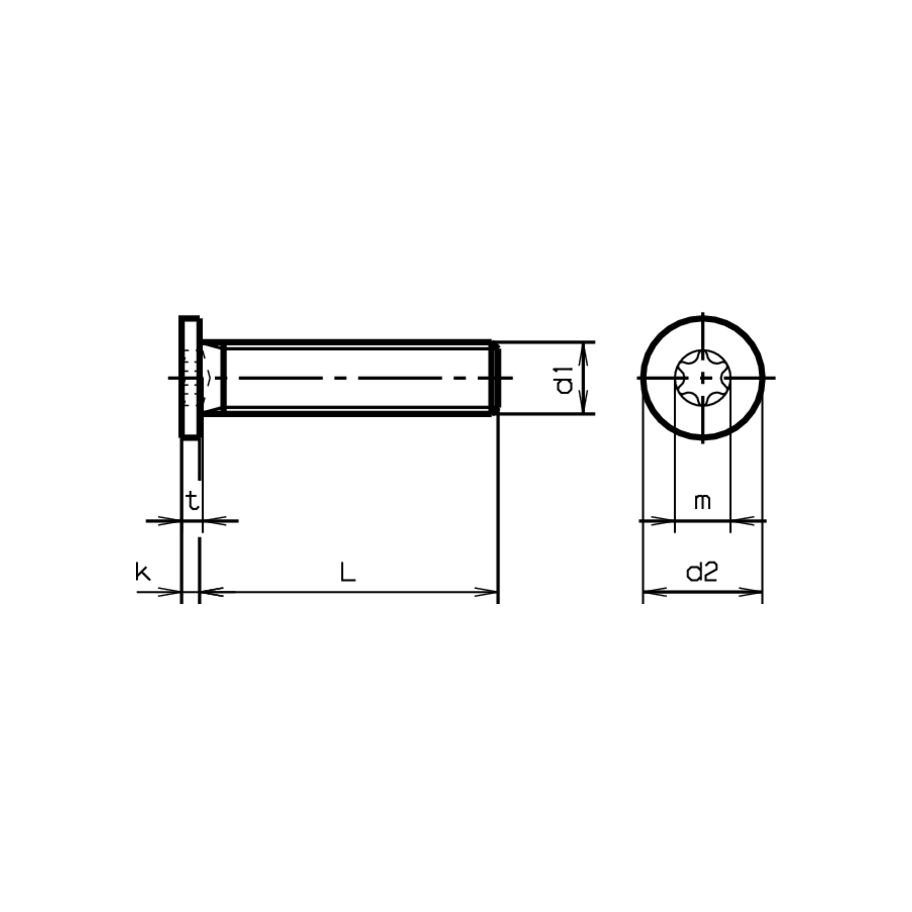 Zyl-Schrauben T10  ext.niedriger Kopf Stahl 8.8  M4x8
