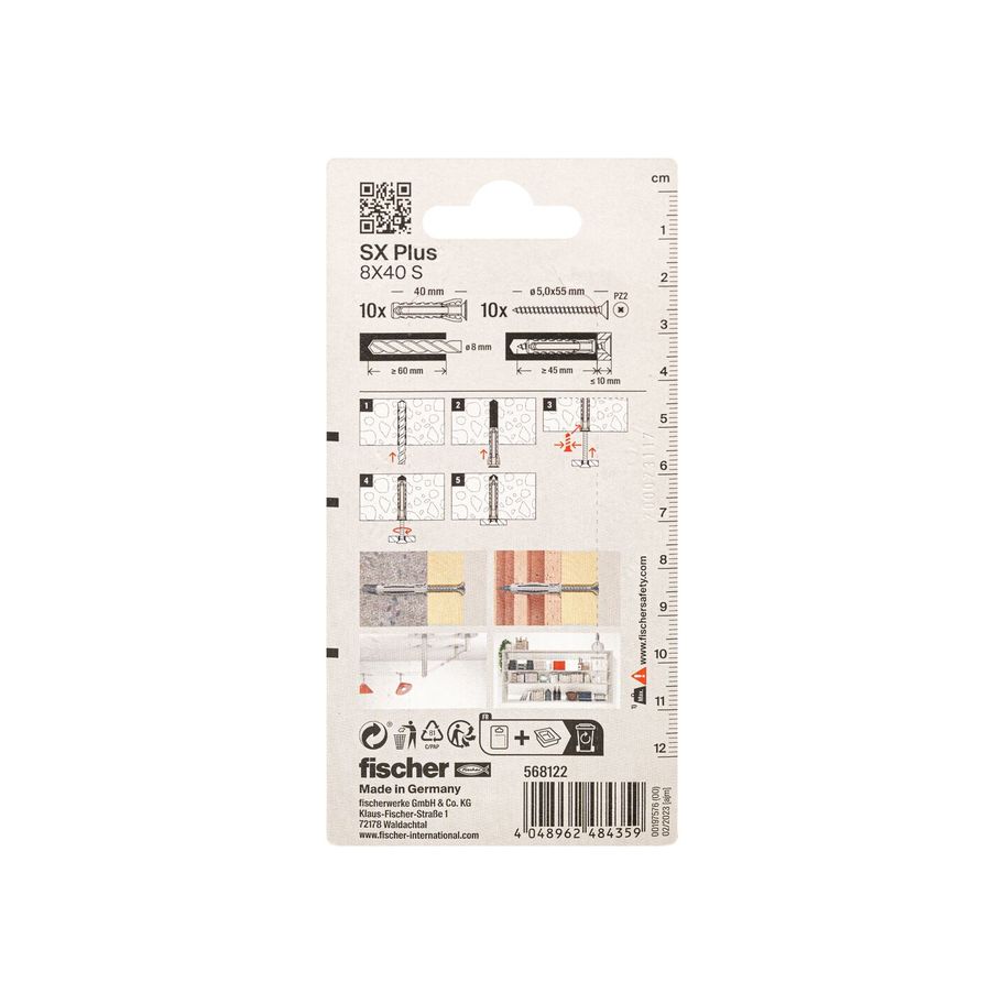 fischer Dübel SX Plus mit Senk-Schraube 8x40
