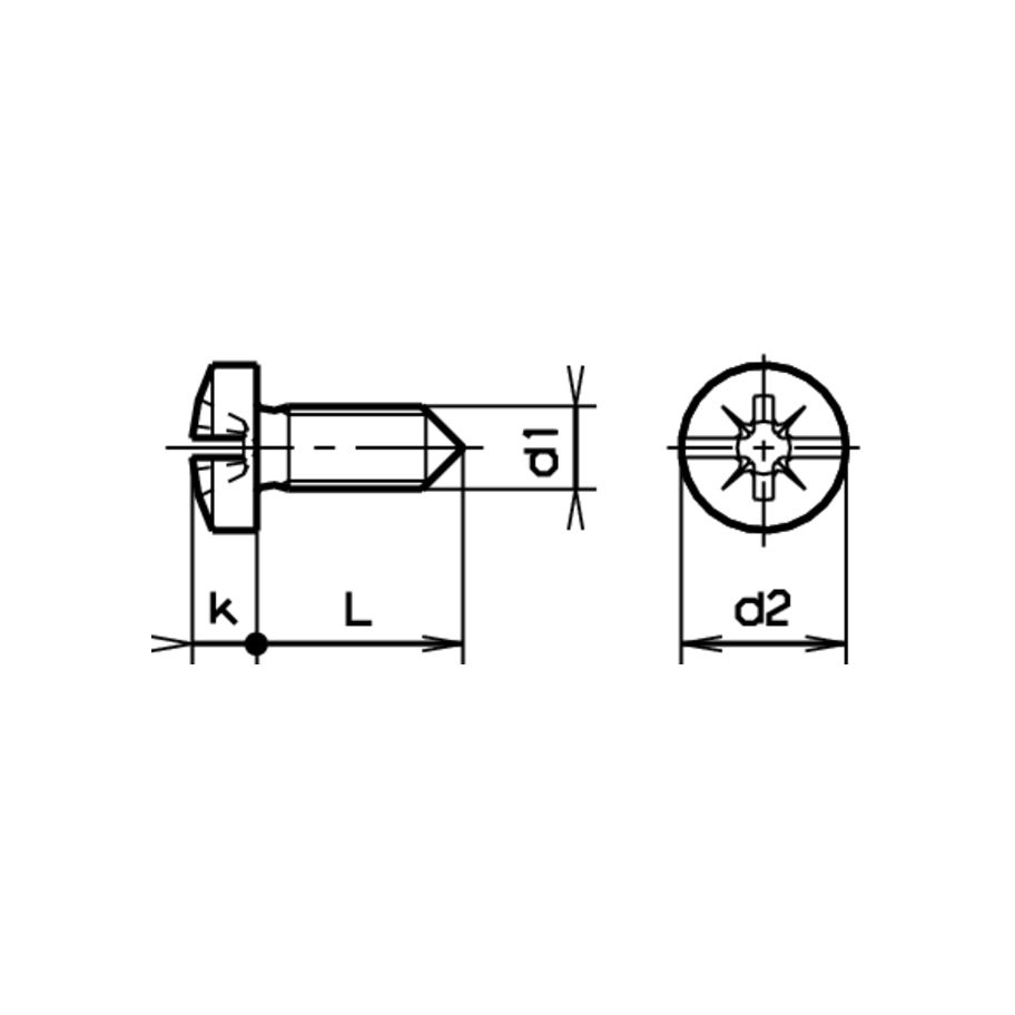 PH-Metallschrauben Spitze 90 Grad ~DIN 7985A-SP A2 M 8x20