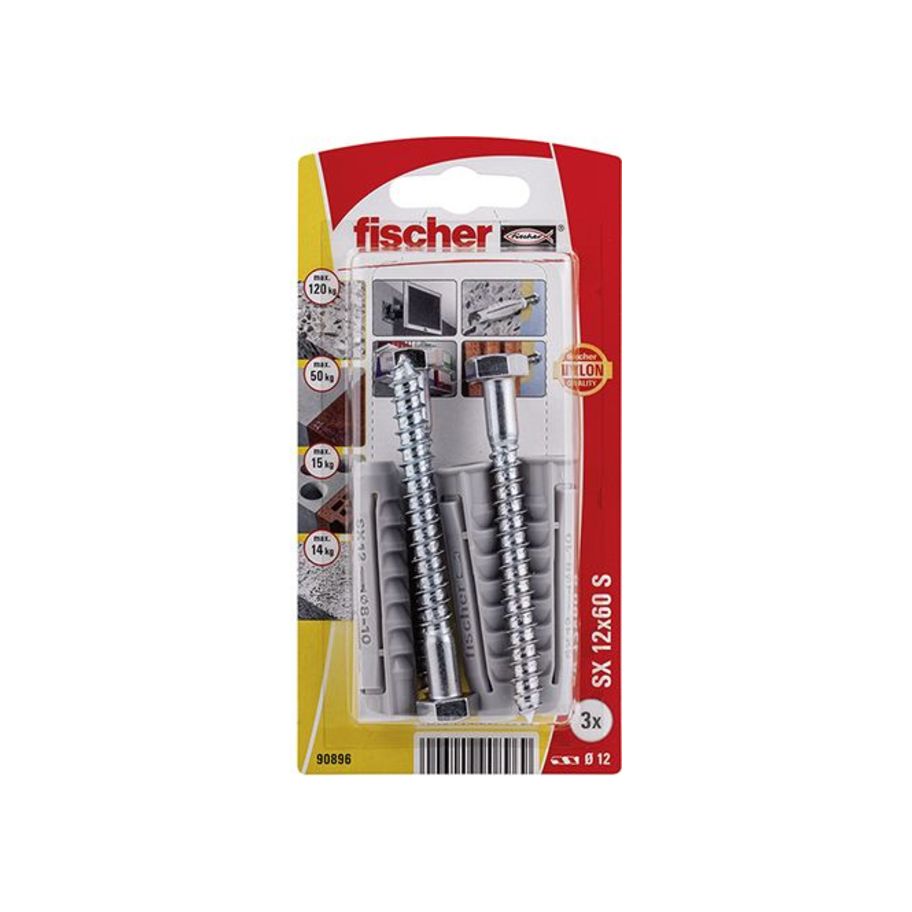 FI SB 90896 Dübel Schr SX 12X60 S NV 3St