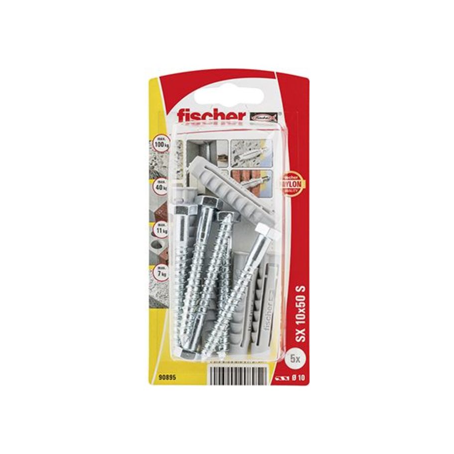 FI SB 90895 Dübel Schr SX 10X50 S NV 5St