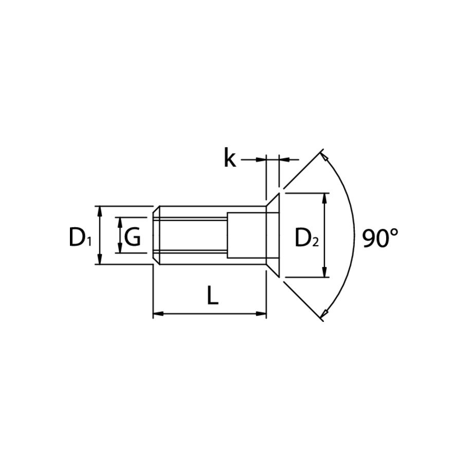 GESIPA Blindnietmuttern Senkkopf Stahl gerändelt M4 6x12