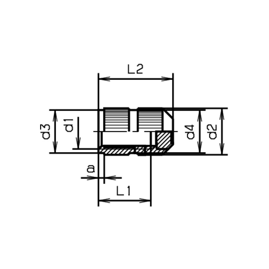 Einpress-Muttern Form S geschlossen lang DIN 16903S-Ms M3