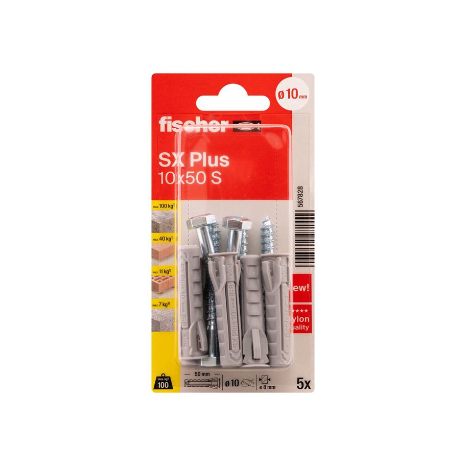 fischer Dübel SX Plus mit Senk-Schraube 10x50