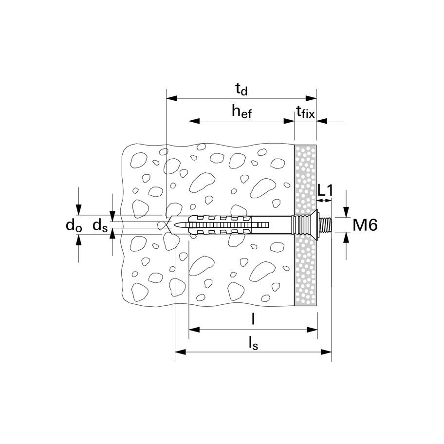 fischer Nageldübel m. Anschlussgewinde Stahl N 6x40/10S M 6