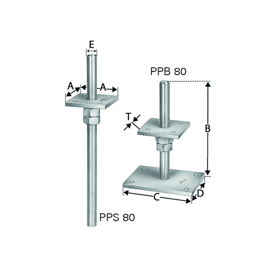 SST Stützenfuss Stahl feuerverzinkt Typ PB 80 Höhe 208