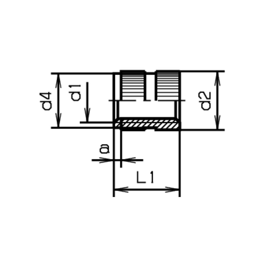 Einpress-Muttern Form D offen lang DIN 16903D-Messing M4