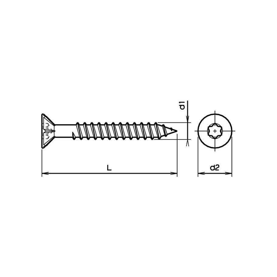 Senk-Spanplattenschr. T mit Schaft u.Fräsrippe St znb 5x60