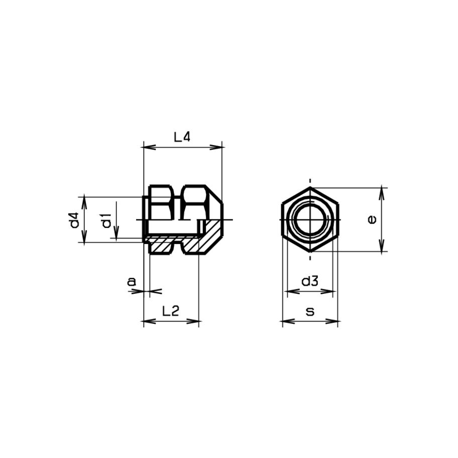Einpress-Muttern Form R geschlossen lang DIN 16903R-Ms M8