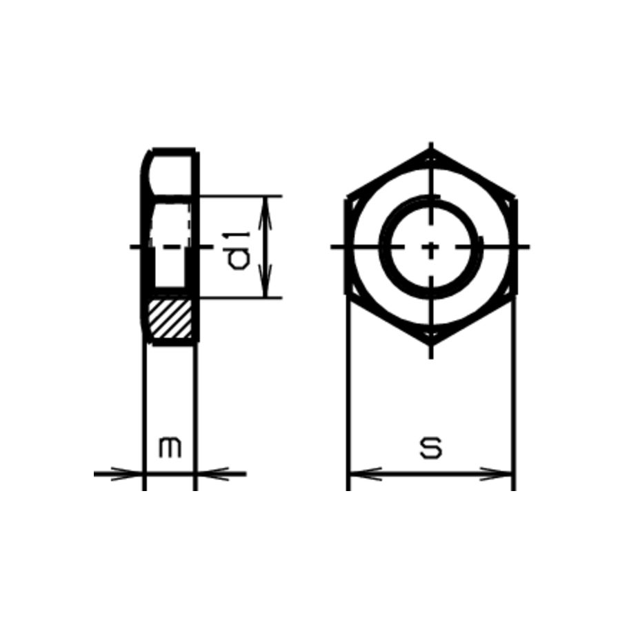 Sechskant-Muttern ~0,5D m. Rohrgewinde DIN431A-A4 G 1"