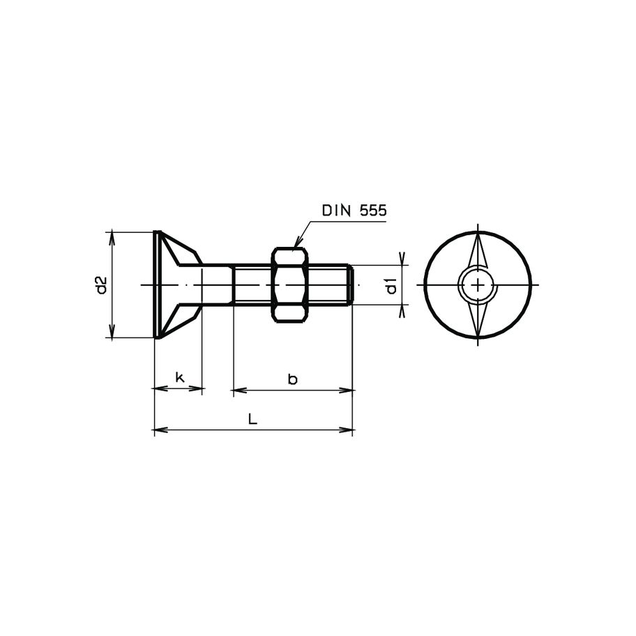 Rippenschrauben Muttern DIN 25195-4.6 znb M8x90