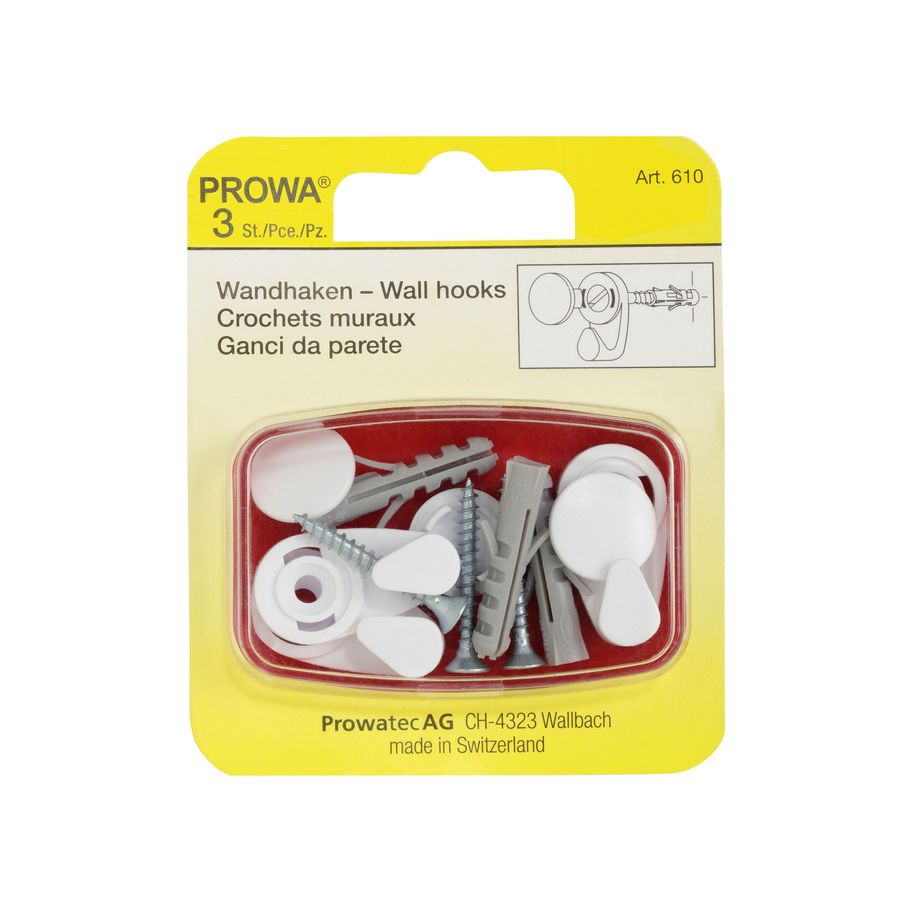 BP Wandhaken weiss m Schr 610 3St