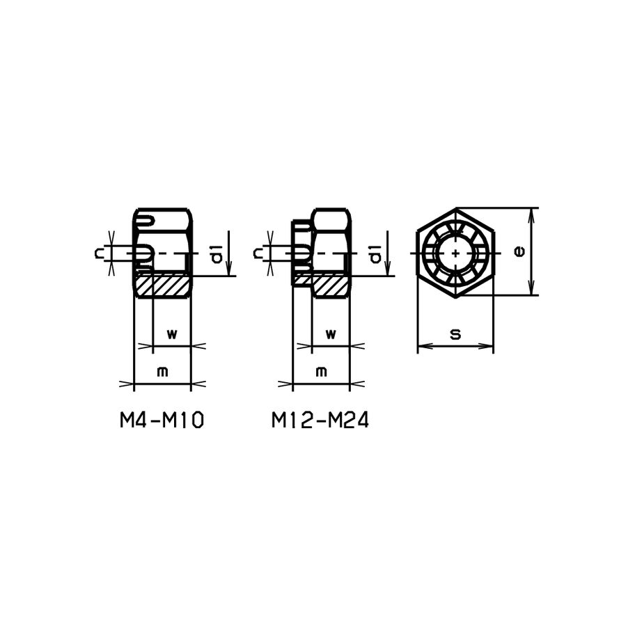 Kronenmuttern DIN 935-rostfrei A4 M 16