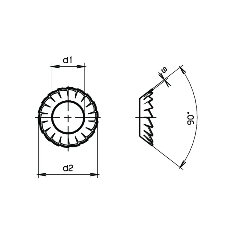Fächerscheiben f. Senkschrauben DIN 6798V-Federstahl AZV6,4