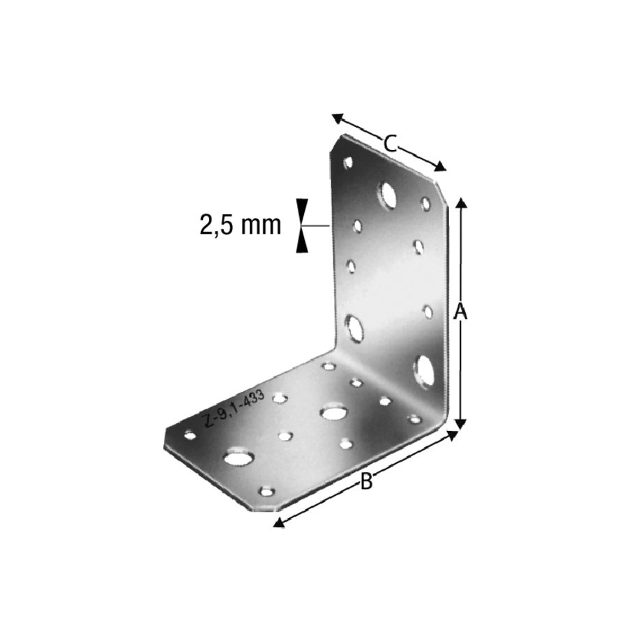 SST Winkelverbinder ohne Rippen AB90 88×88×65×2,5