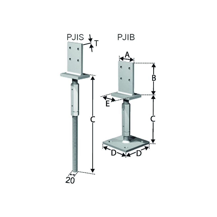 SST Stützenfuss Stahl feuerverzinkt PJIBG Rohrhöhe 163-213