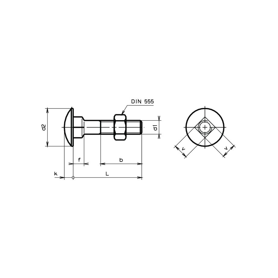 Flachrundschrauben 4Kt DIN603-4.6-Mu znb M6x20