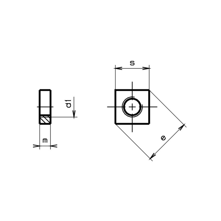 Vierkant-Muttern DIN 562-rostfrei A2 M 4