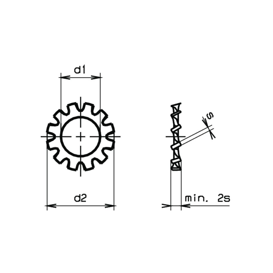 Zahnscheiben aussengezahnt DIN6797A-A2 A 3