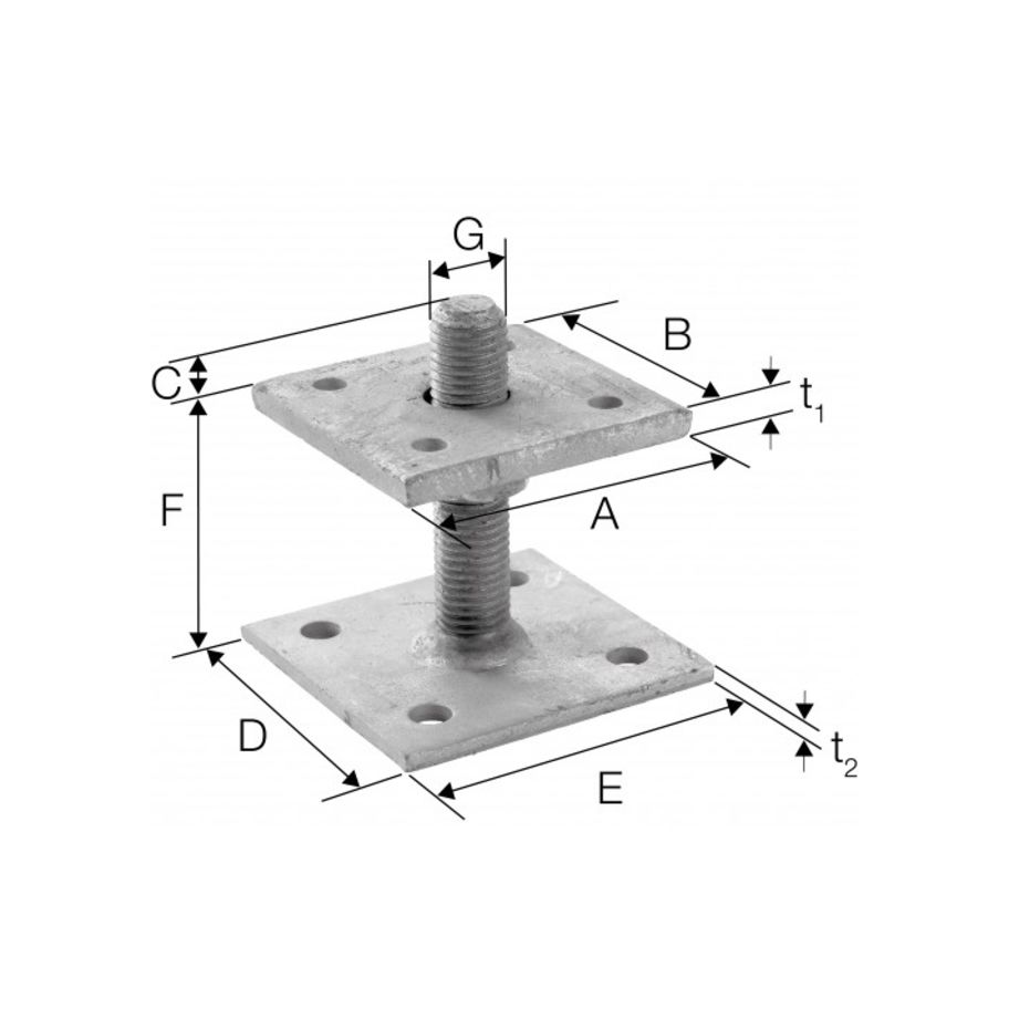SST Stützenfuss Stahl feuerverzinkt Typ PPB75G