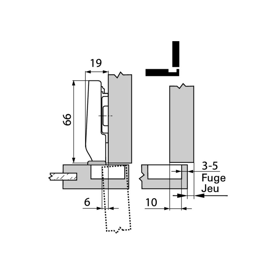 Blum Clip-Möbelbänder Montage von innenliegenden Türen Ø26mm