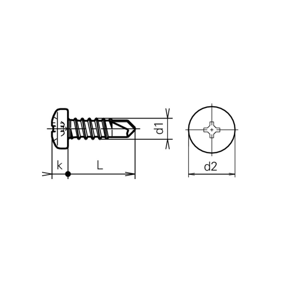 Linsen-Bohrschrauben In-4Kt ~DIN 7504M-Stahl znb 3,5x9,5