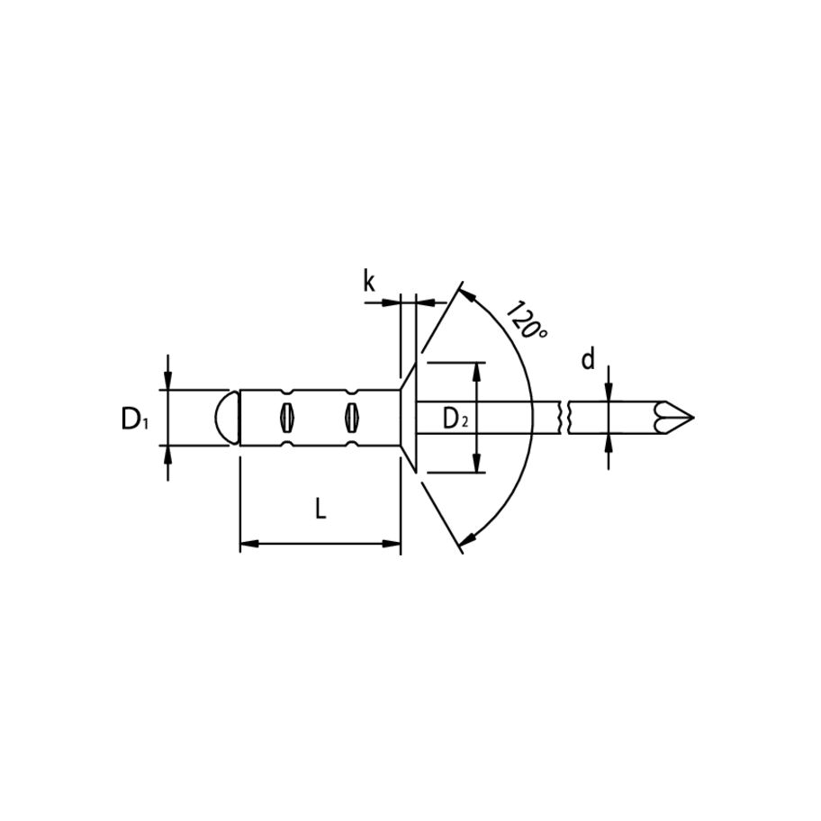 GESIPA PolyGrip Blindniete Senkkopf Alu/Stahl 4,8x10