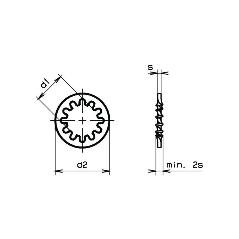 Zahnscheiben innengezahnt DIN 6797J-FeSt Zn/An J6,4