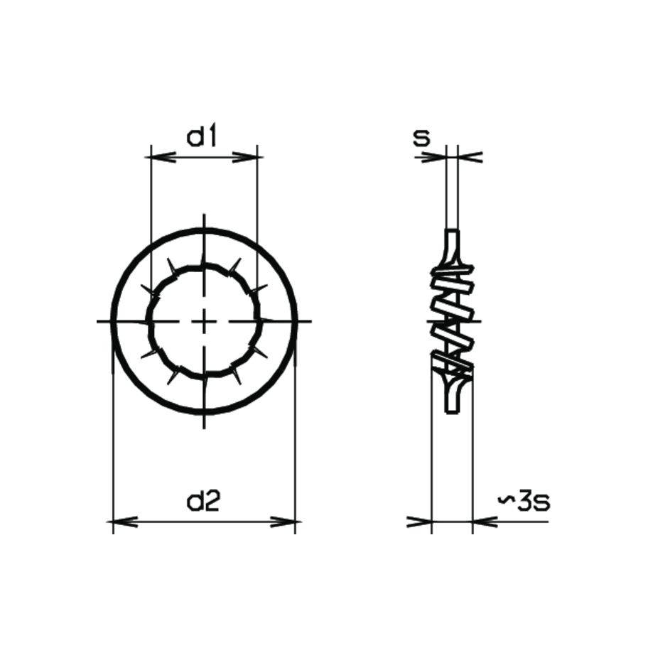 Fächerscheiben innengezahnt DIN 6798J-Federstahl znb J3,2