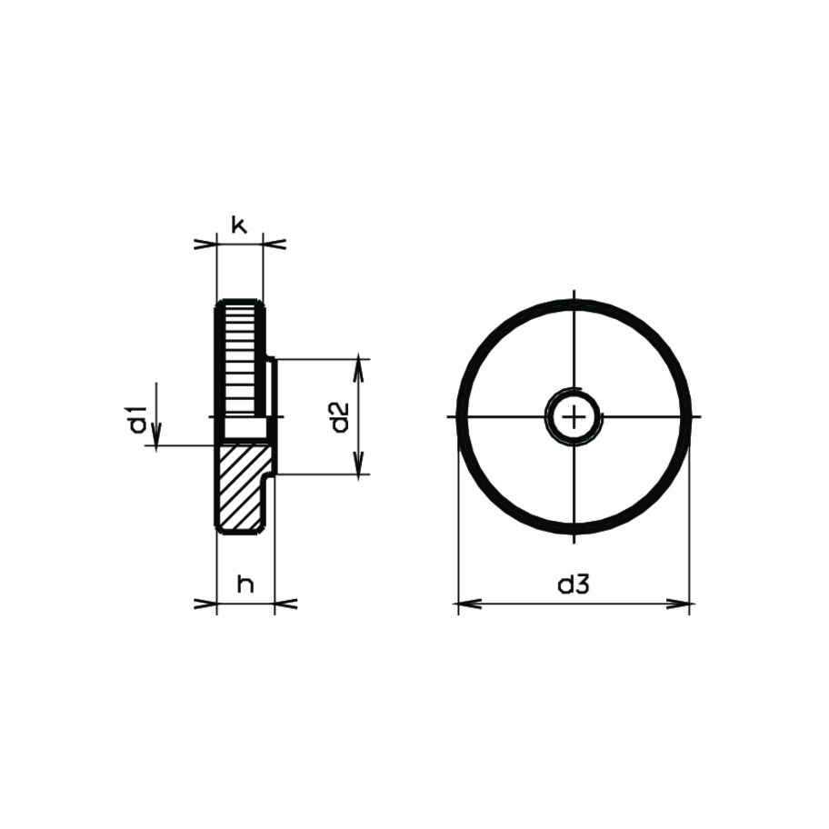 Rändelmuttern flache Form DIN 467-5 verzinkt blau M3