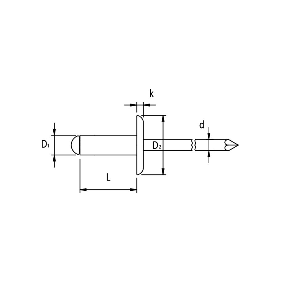 GESIPA Blindniete Flachrundkopf A2/A2 4x8 KL 2,5-4,5
