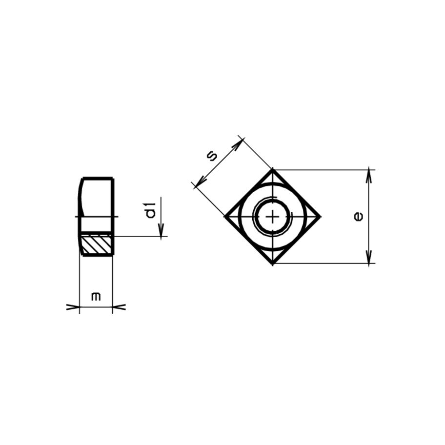 Vierkant-Muttern DIN 557-Stahl verzinkt blau M16