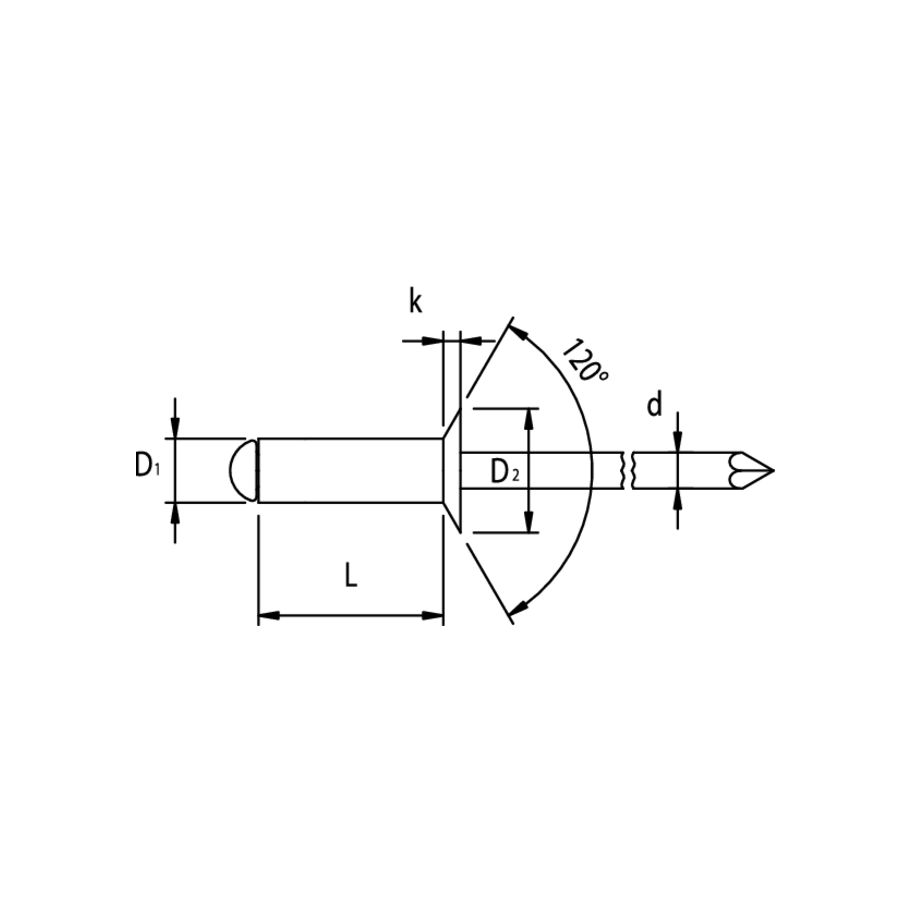GESIPA Blindniete Flachrundkopf  Alu/Stahl 5x12